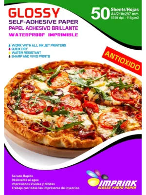 Papel Fotográfico Adhesivo Glossy / A4 / 115 gr / 50 Hojas (Imprink)