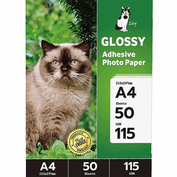 Papel Fotográfico Adhesivo Glossy / A4 / 115 gr / 50 Hojas (Lily)