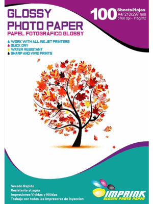 Papel Fotográfico Glossy / A4 / 115 gr / 100 Hojas (Imprink)