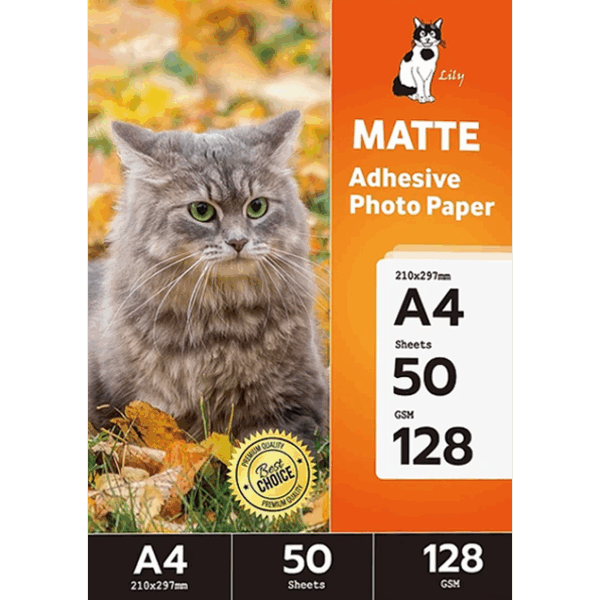 Papel Fotográfico Adhesivo Matte / A4 / 128 gr / 50 Hojas (Lily)