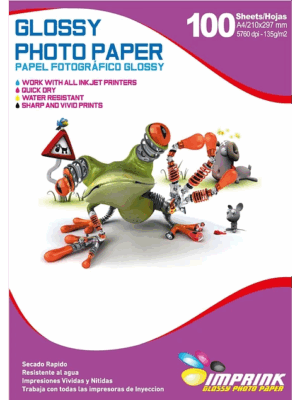 Papel Fotográfico Glossy / A4 / 135 gr / 100 Hojas (Imprink)