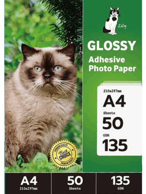 Papel Fotográfico Adhesivo Glossy / A4 / 135 gr / 50 Hojas (Lily)