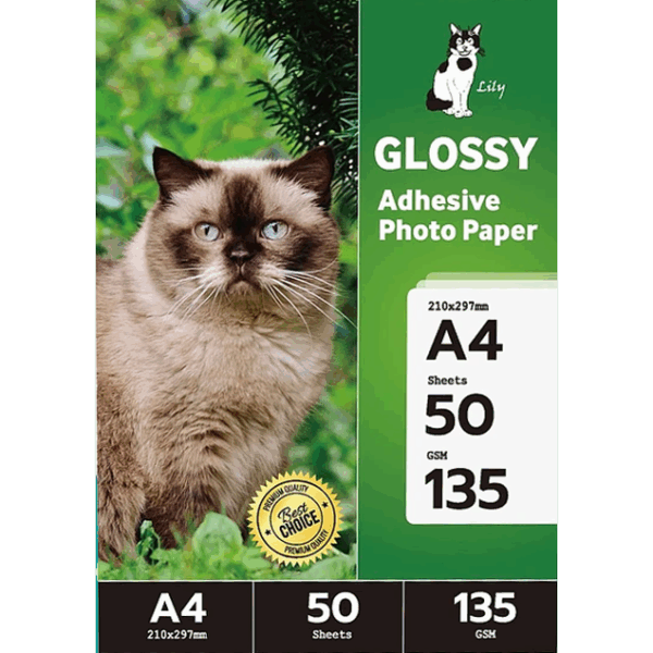 Papel Fotográfico Adhesivo Glossy / A4 / 135 gr / 50 Hojas (Lily)