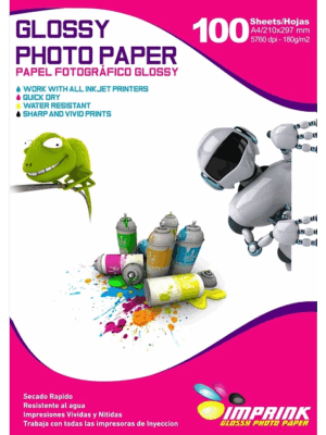 Papel Fotográfico Glossy / A4 / 180 gr / 100 Hojas (Imprink)