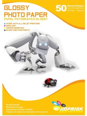 Papel Fotográfico Glossy / A3 / 180 gr / 50 Hojas (Imprink)