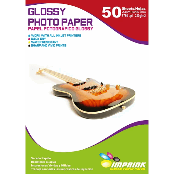 Papel Fotográfico Glossy / A4 / 230 gr / 50 Hojas (Imprink)