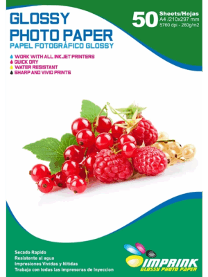 Papel Fotográfico Glossy / A4 / 260 gr / 50 Hojas (Imprink)