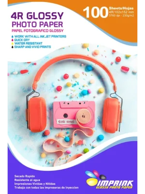 Papel Fotográfico Glossy / 4R (10 x 15 cm) / 230 gr / 100 Hojas (Imprink)