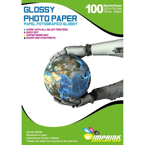 Papel Fotográfico Glossy / 5R (13 x 18 cm) / 230 gr / 100 Hojas (Imprink)