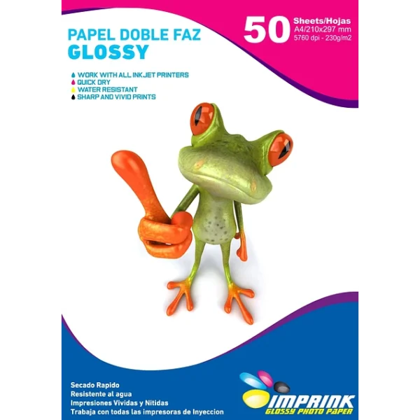 Papel Fotográfico Glossy Doble Faz / A4 / 230 gr / 50 Hojas (Imprink)