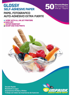 Papel Fotográfico Adhesivo Glossy Extra Fuerte / A4/ 135 gr / 50 Hojas