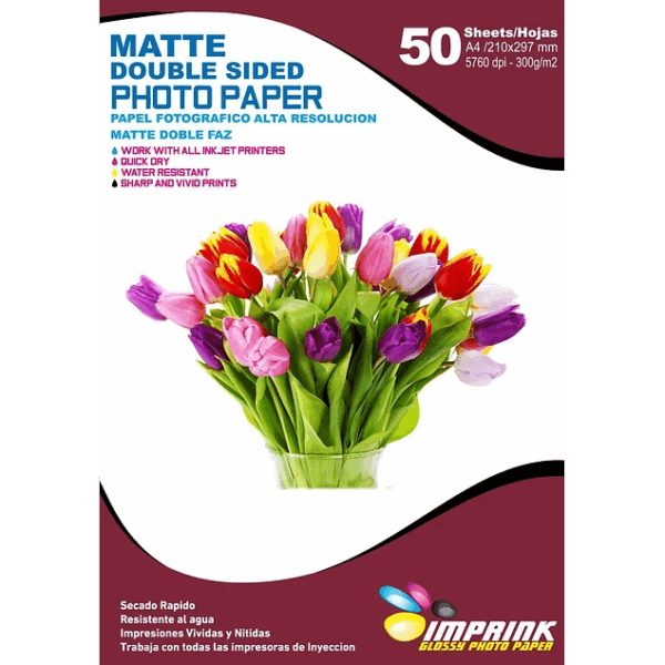 Papel Fotográfico Matte Doble Faz / A4 / 300 gr / 50 Hojas (Imprink)
