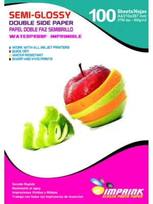 Papel Fotográfico Semi-Glossy Doble Faz / A4 / 260 gr / 100 Hojas (Imprink)