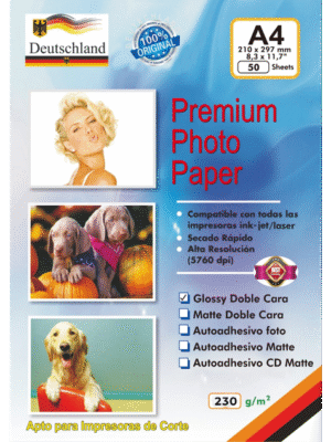 Papel Fotográfico Glossy Doble Faz / A4 / 230 gr / 50 Hojas (Deutschland)
