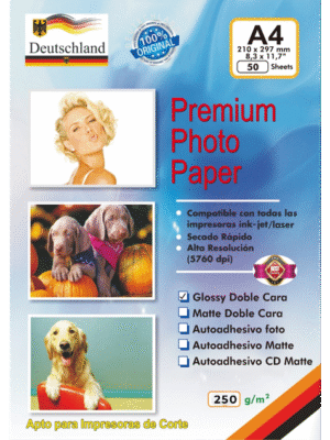 Papel Fotográfico Glossy Doble Faz / A4 / 250 gr / 50 Hojas (Deutschland)