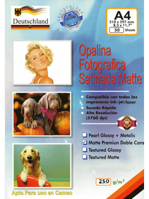 Papel Fotográfico Matte Doble Faz / A4 / 250 gr / 50 Hojas (Deutschland)