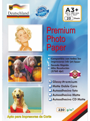 Papel Fotográfico Glossy / A3+ / 230 gr / 20 Hojas (Deutschland)