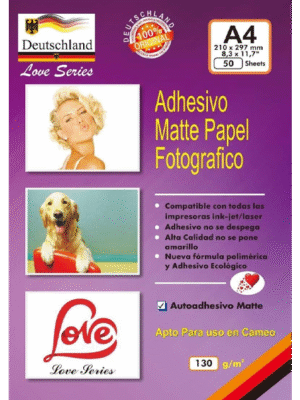 Papel Fotográfico Adhesivo Matte / A4 / 130 gr / 50 Hojas (Deutschland)