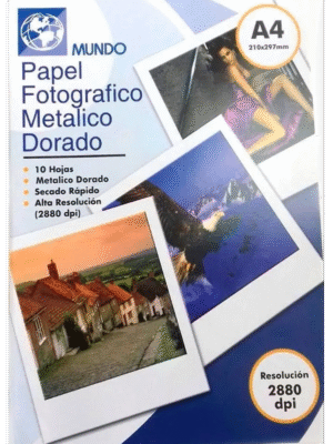 Papel Fotográfico Metálico Dorado / A4 / 10 Hojas (Mundo)