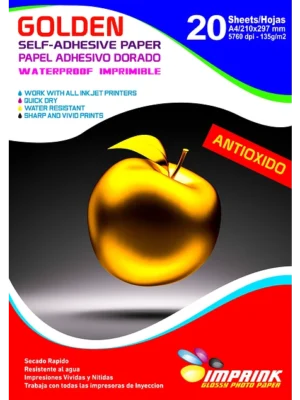 Papel Adhesivo Dorado / A4 / 135 gr / 20 Hojas (Imprink)