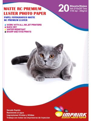Papel Fotográfico Premium Luster / A4 / 260 gr / 20 Hojas (Imprink)