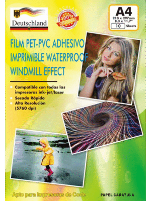 Vinilo Adhesivo Tornasol Espiral Imprimible / A4 / 10 Hojas (Deutschland)