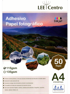 Papel Fotográfico Adhesivo Glossy / A4 / 115 gr / 50 Hojas (Lee Centro)