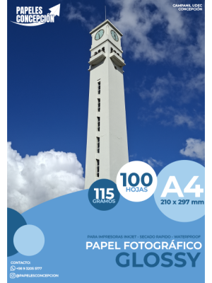 Papel Fotográfico Glossy / A4 / 115 gr / 100 Hojas (Papeles Concepción)