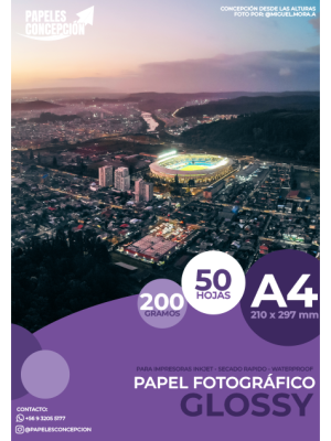 Papel Fotográfico Glossy / A4 / 200 gr / 50 Hojas (Papeles Concepción)