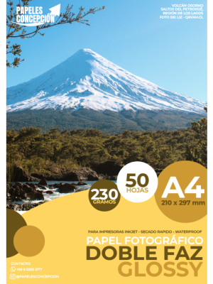 Papel Fotográfico Glossy Doble Faz / A4 / 230 gr / 50 Hojas (Papeles Concepción)