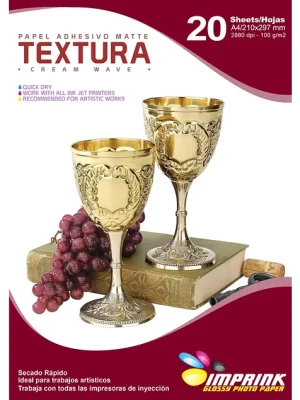 Papel Adhesivo Matte con Textura - Cream Wave / A4 / 100 gr / 20 Hojas (Imprink)