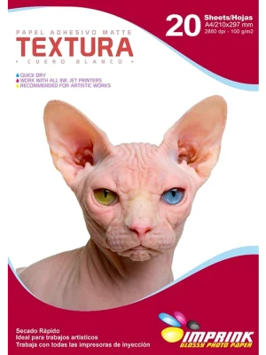 Papel Adhesivo Matte con Textura - Cuero / A4 / 100 gr / 20 Hojas (Imprink)