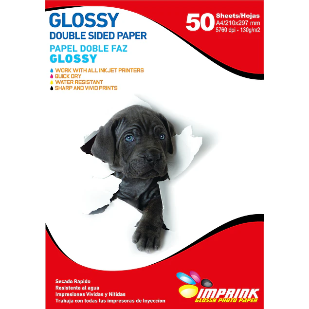 Papel Fotográfico Glossy Doble Faz / A4 / 130 gr / 50 Hojas (Imprink)